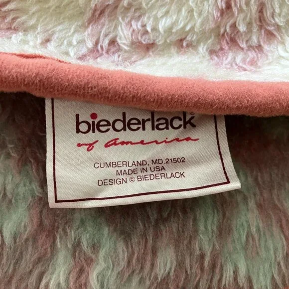 Vintage Biederlack Reversible Blanket Throw Cottage Vibe Pinks & Blues Florals - Picture 9 of 11